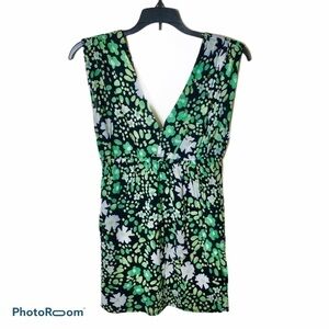 Tracy Reese Green Floral Top Sz P